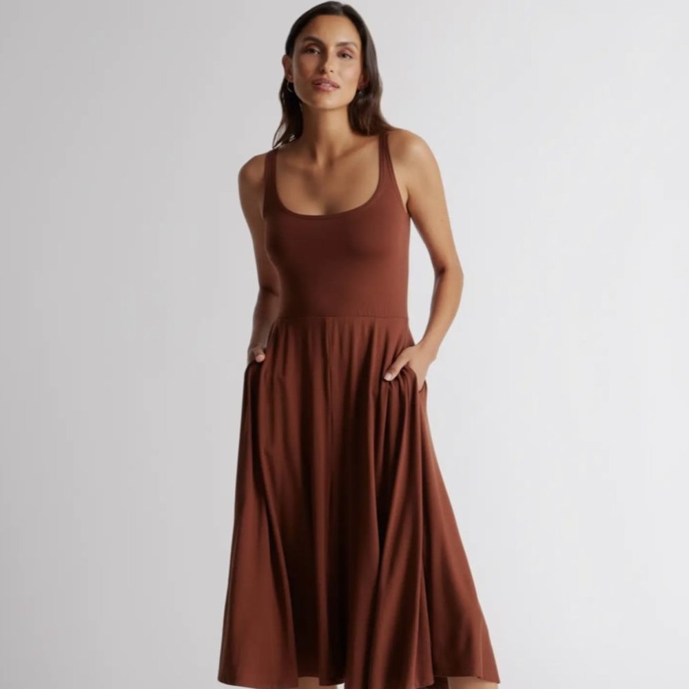 Quince Tencel Jersey Fit & Flare Dress